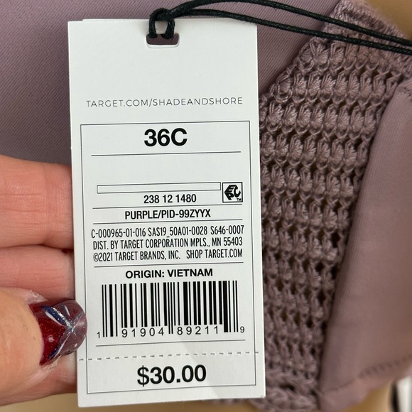 Shade & Shore Purple Longline Underwire Crocheted Bikini Top Corset Back… - Picture 6 of 7